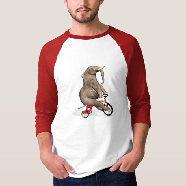 Cute Elephant Riding A Tricycle T-Shirt (Front)