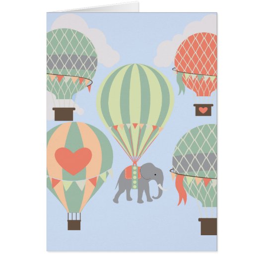 Cute Elephant Riding Hot Air Balloons Rising (Front)