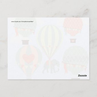 Cute Elephant Riding Hot Air Balloons Rising Postcard | Zazzle