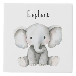 Cute Elephant Safari Animal Faux Canvas Print