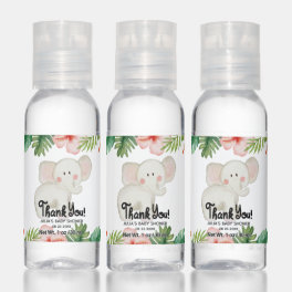 Cute Elephant Safari Animal Thank You Baby Shower Hand Sanitizer