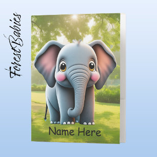Cute Elephant Safari Kids Animal Cartoon Graphic Pocket Folder