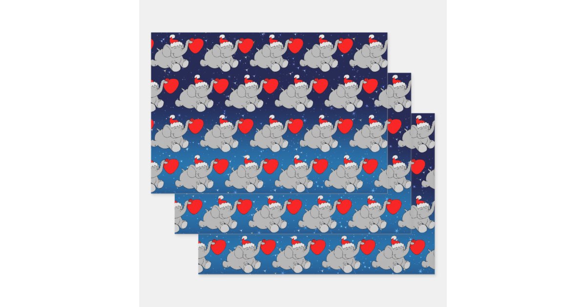 Cute Elephant Santa Wrapping Paper Sheets | Zazzle