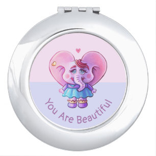 Cute Elephant Saying You Are Beautiful Compact Mirror
