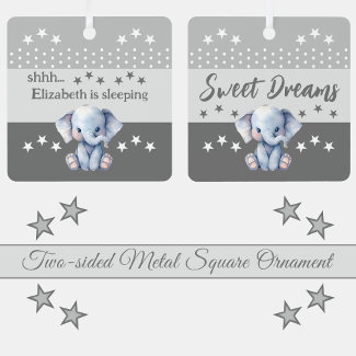 Cute elephant shhh add name is sleeping grey