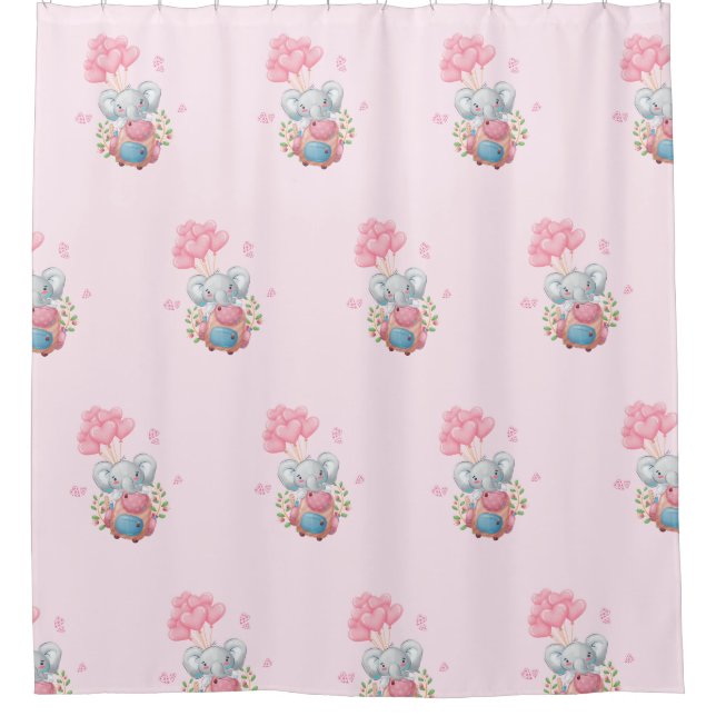 Cute Elephant Shower Curtain | Baby Bathroom Decor (Front)