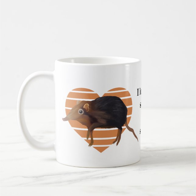 Cute Elephant Shrew Orange Heart Wordplay Coffee Mug (Left)