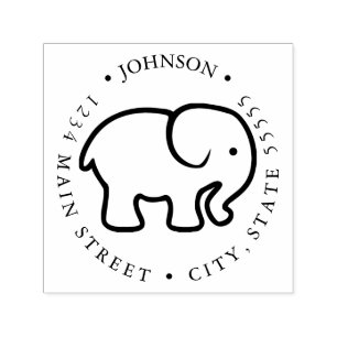 Cute Elephant Silhouette Return Label Self-inking Stamp