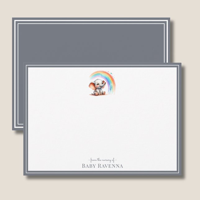 Cute Elephant Slate Gray Chic Nursery Note Card (Creator Uploaded)