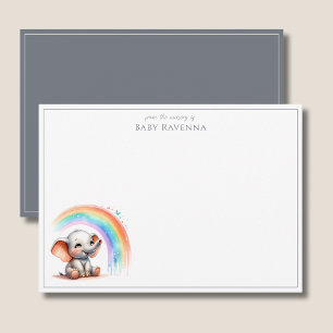 Cute Elephant Slate Gray Chic Nursery Thank You  Note Card