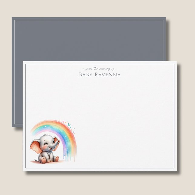 Cute Elephant Slate Gray Chic Nursery Thank You  Note Card (Creator Uploaded)