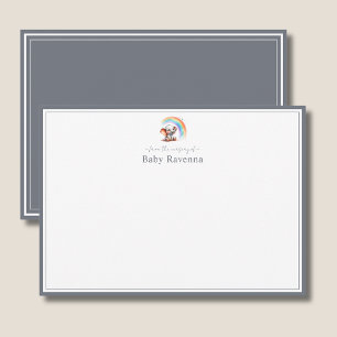 Cute Elephant Slate Gray Chic Nursery Thank You  Note Card