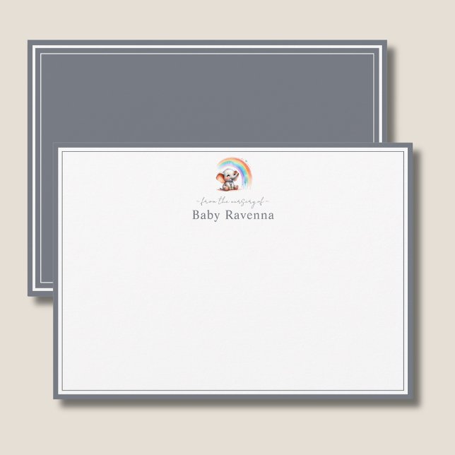 Cute Elephant Slate Gray Chic Nursery Thank You  Note Card (Creator Uploaded)