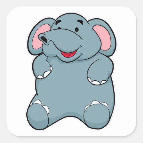 Cute Elephant Square Sticker