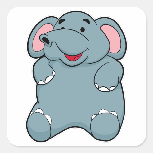 Cute Elephant Square Sticker (Front)