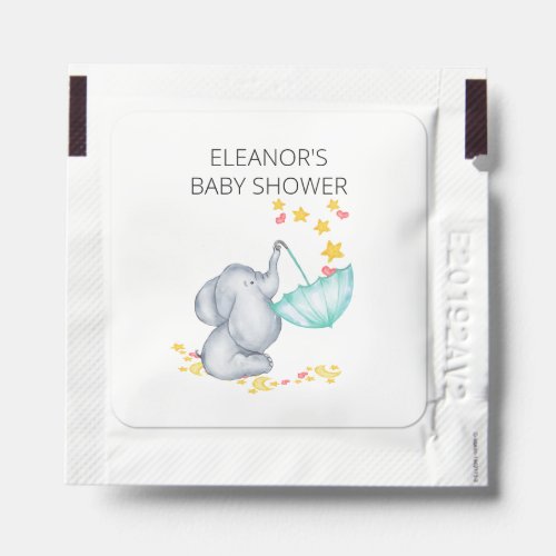 Cute Elephant Stars and Love Hearts Baby Shower Hand Sanitizer Packet