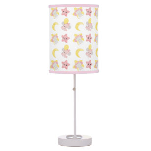 Cute Elephant Stars Moon Pattern Baby Girl Nursery Table Lamp