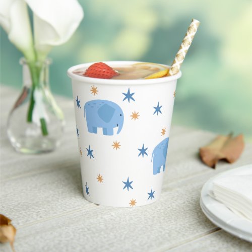Cute elephant  stars Safari baby kids birthday Paper Cups