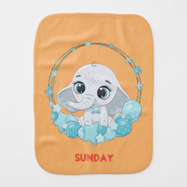 Cute Elephant Sunday Baby Bib (Front)