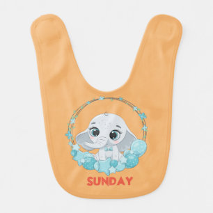 Cute Elephant Sunday Baby Bib