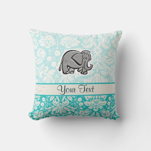 Cute Elephant teal Throw Pillow
