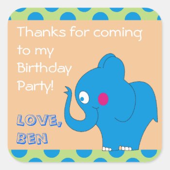 Cute Elephant Thank You Birthday Party Stickers by goodmoments at Zazzle