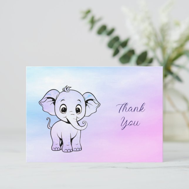 Cute Elephant Thank You Card (Standing Front)