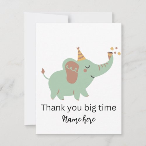 Cute Elephant Thank you Card Baby Shower Thanks   RSVP Card