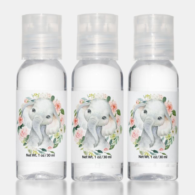 Cute Elephant Theme Baby Shower for Girl Hand Sanitizer (Set)