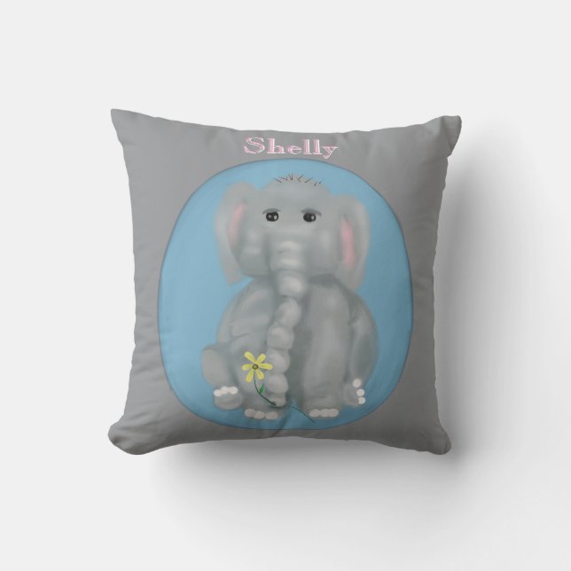 Cute Elephant  Throw Pillow (Front)