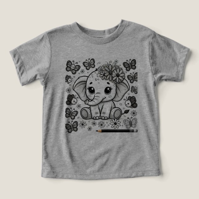 Cute Elephant Toddler T-shirt (Design Front)