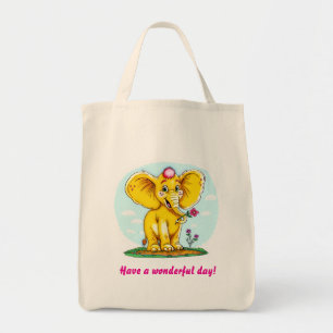 Cute Elephant Tote Bag – “Have a Wonderful Day!”