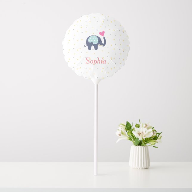 ِCute Elephant Trunk Heart Stars Pattern For Girls Balloon (In SItu)
