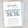 Cute Elephant Twin Boys Baby Shower By Mail Invitation
