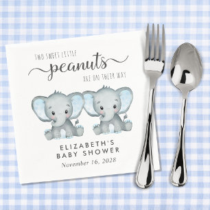Cute Elephant Twin Boys Baby Shower Napkins