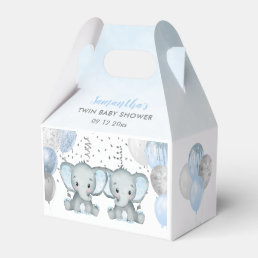 Cute Elephant Twin Boys Balloon Baby Shower Favor Boxes