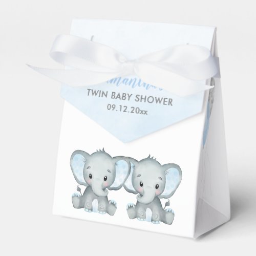 Cute Elephant Twin Boys Balloon Baby Shower Favor Boxes