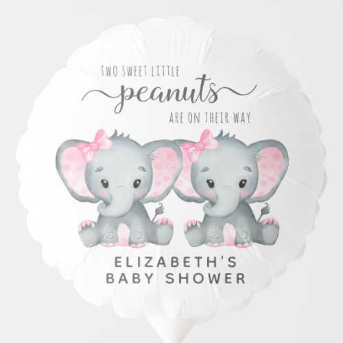 Cute Elephant Twin Girls Baby Shower Balloon