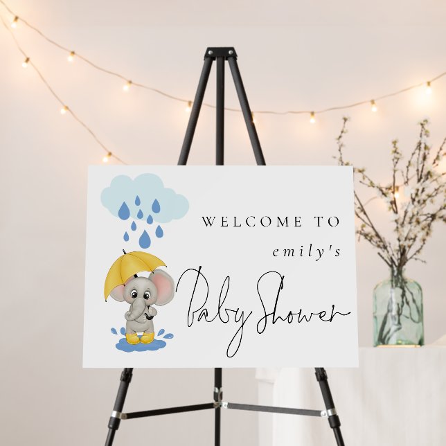 Cute Elephant Umbrella Welcome to Baby Shower Foam Board (In Situ (Stand))