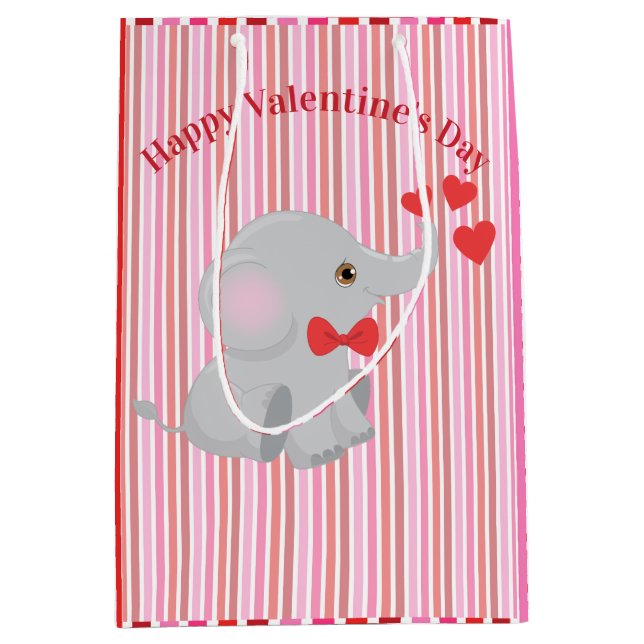 Cute Elephant Valentine Medium Gift Bag (Front)