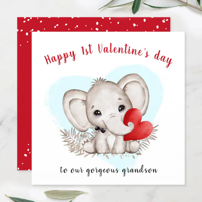 Cute Elephant Valentines Card | Zazzle
