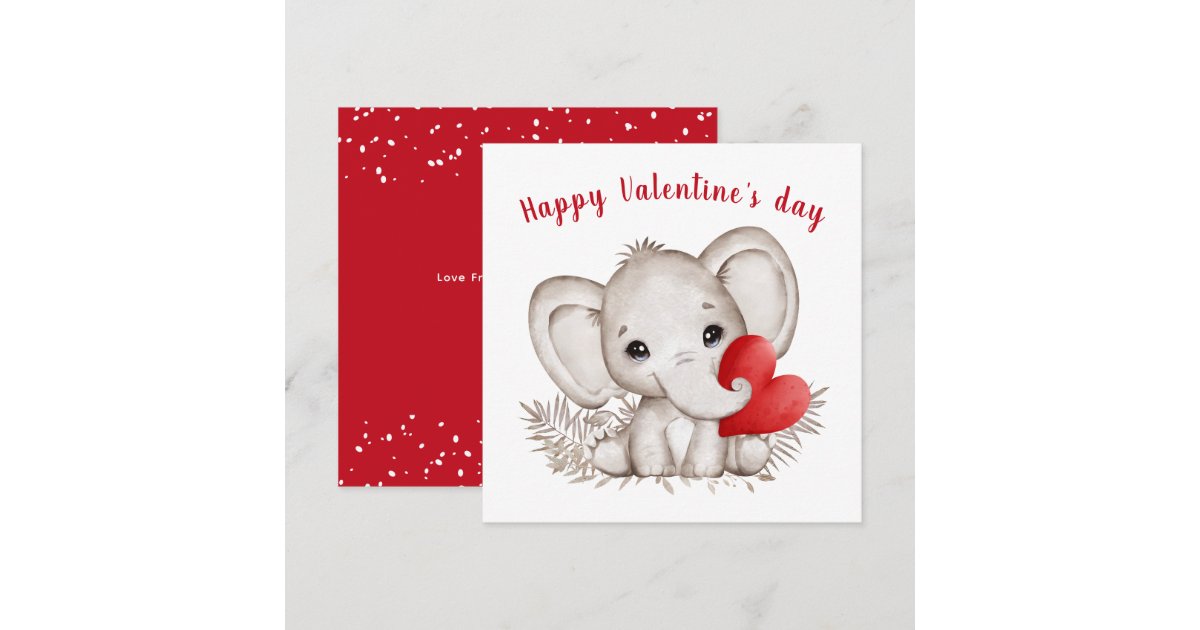 Cute Elephant Valentine's day Card | Zazzle