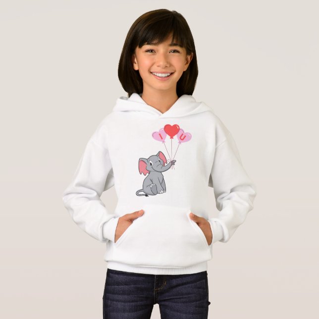 Cute elephant valentine's day  hoodie (Front Full)