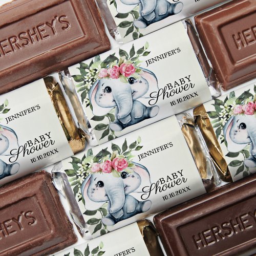 Cute Elephant Watercolor Baby Shower Hersheys Miniatures