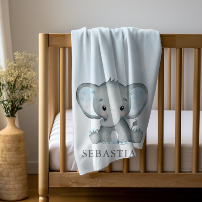Cute Elephant Watercolor Boy Baby Blanket (Cute Elephant Watercolor Boy Baby Blanket)