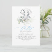 Cute Elephant Watercolor Greenery Baby Shower Invitation (Standing Front)
