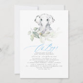 Cute Elephant Watercolor Greenery Baby Shower Invitation (Front)