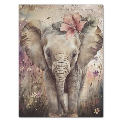 Cute Elephant Watercolor Tissue Paper