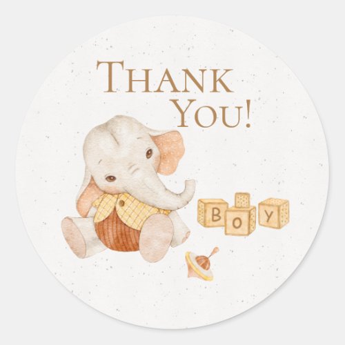 Cute Elephant Watercolor Vintage Toys Thank You Classic Round Sticker