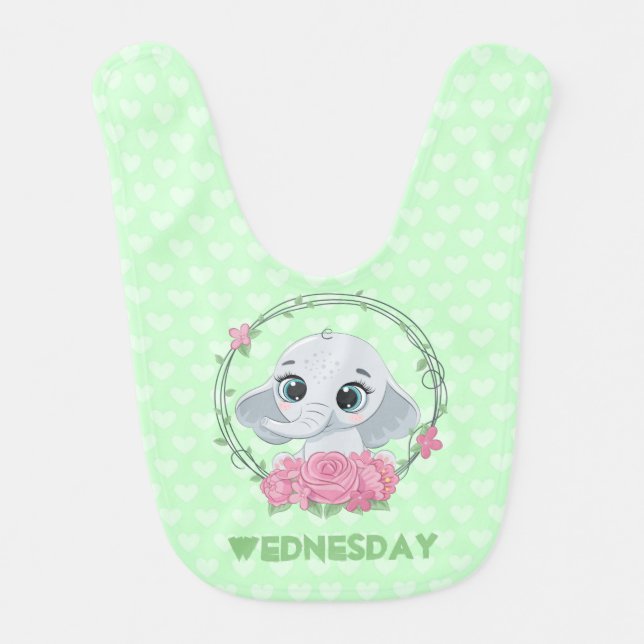 Cute Elephant Wednesday  Baby Bib (Front)